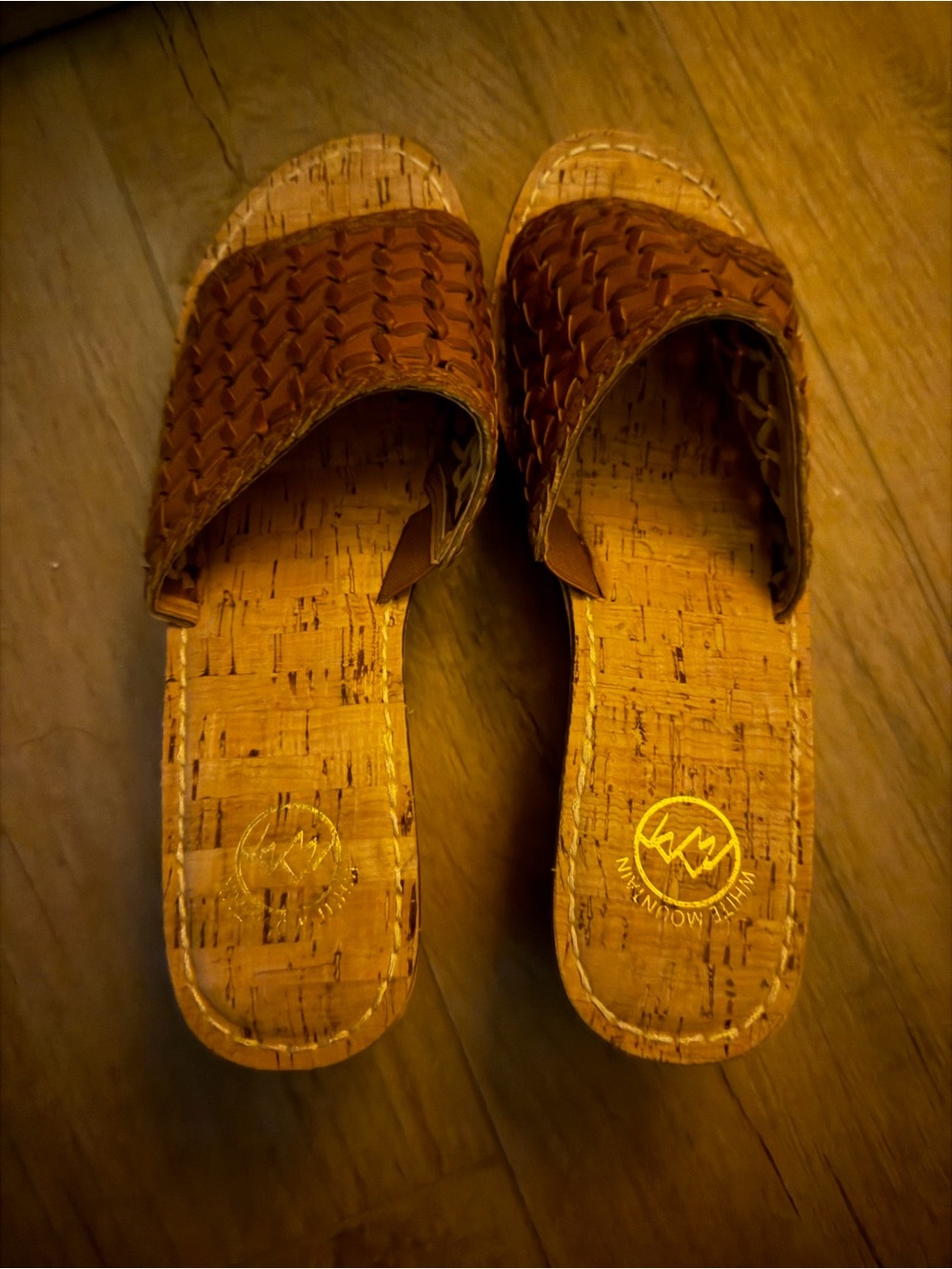 White Mountain Tan/ Brown Woven Cork Slide Sandal size 9